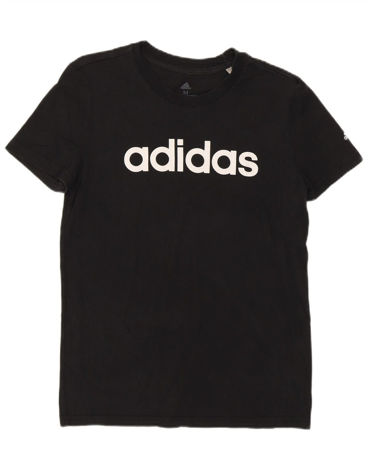 Женская футболка с рисунком ADIDAS Top UK 12/14, средний черный хлопок