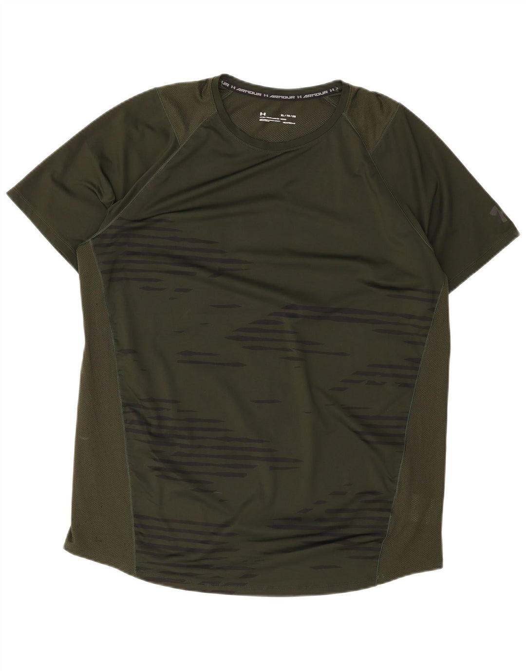 Мужская приталенная футболка Under Armour Top XL из полиэстера в зеленую полоску