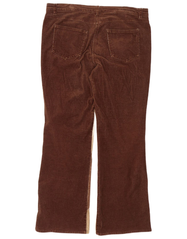 Винтажные женские вельветовые брюки Bootcut UK 18 XL W38 L30 Коричневые цветные блоки