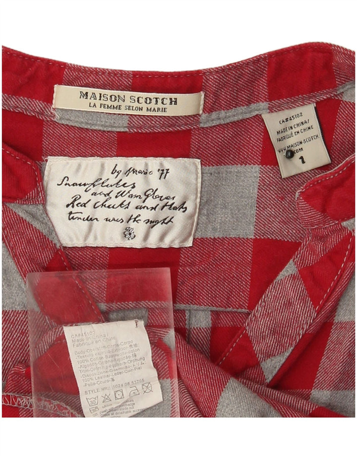 Женский пуловер MAISON SCOTCH UK 12, хлопковый средний красный цвет в клетку