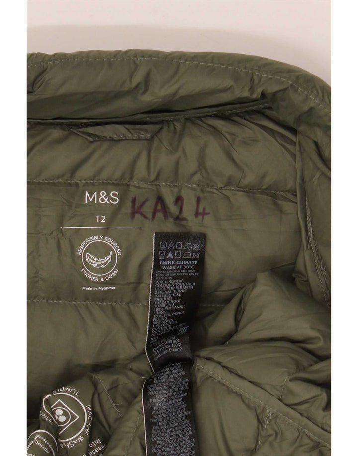 Женская стеганая куртка Marks & Spencer UK 12, полиамид среднего зеленого цвета