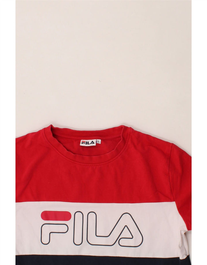 FILA Womens Sweatshirt Jumper UK 16 Large Multicoloured Colourblock Vintage Fila and Second-Hand Fila from Messina Hembry 