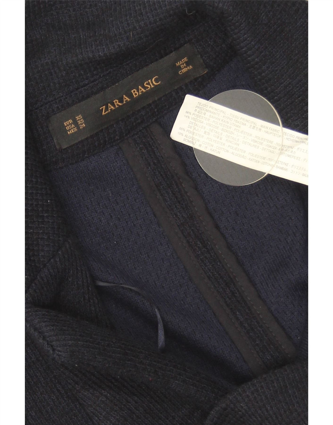 Женский пиджак оверсайз на 1 пуговице Zara UK 6 XS, темно-синий полиэстер