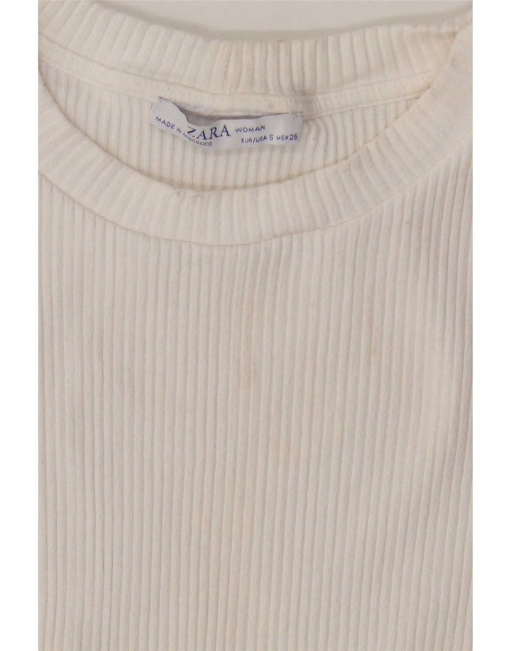 Женская укороченная блузка Zara UK 8, маленькая, белая вискоза