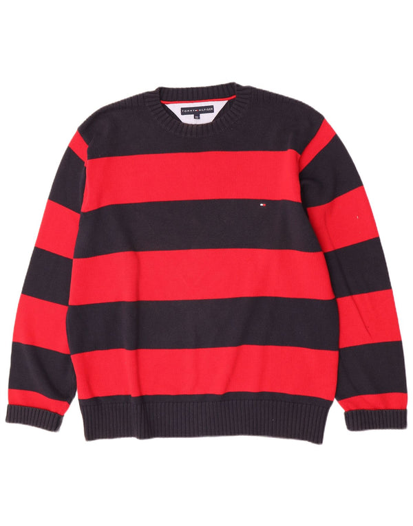 Мужской джемпер с круглым вырезом Tommy Hilfiger 2XL, хлопок в красную полоску