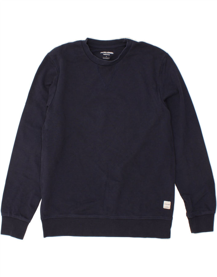JACK & JONES Mens Sweatshirt Jumper Large Navy Blue Cotton Vintage Jack & Jones and Second-Hand Jack & Jones from Messina Hembry 