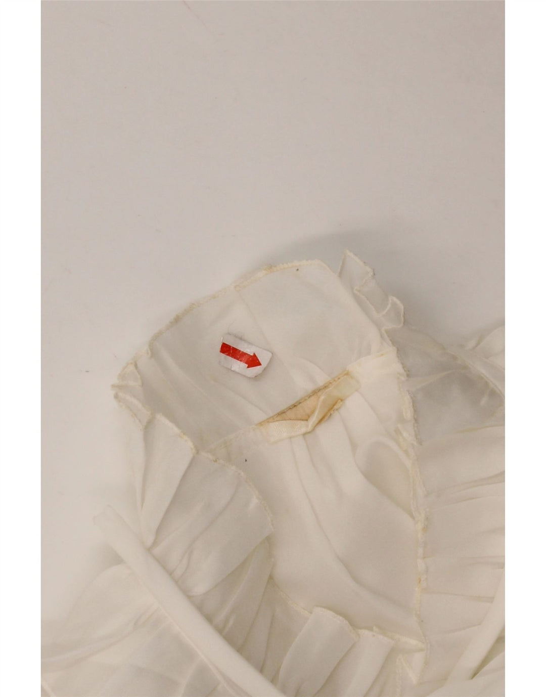 ВИНТАЖНАЯ Женская блузка-рубашка с рюшами спереди, Великобритания 16, большая белая