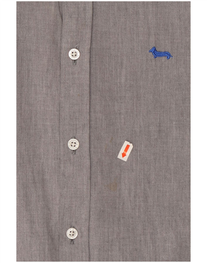 HARMONT & BLAINE Мужская рубашка приталенного кроя, маленький серый хлопок
