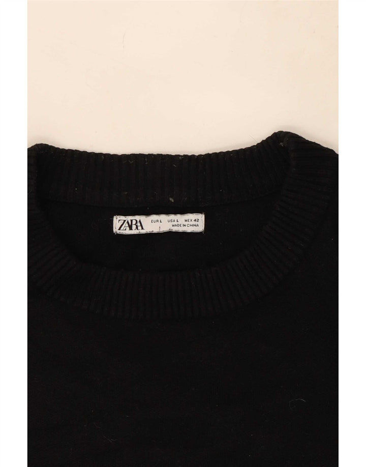 Мужской джемпер с круглым вырезом Zara, большой черный вискоза