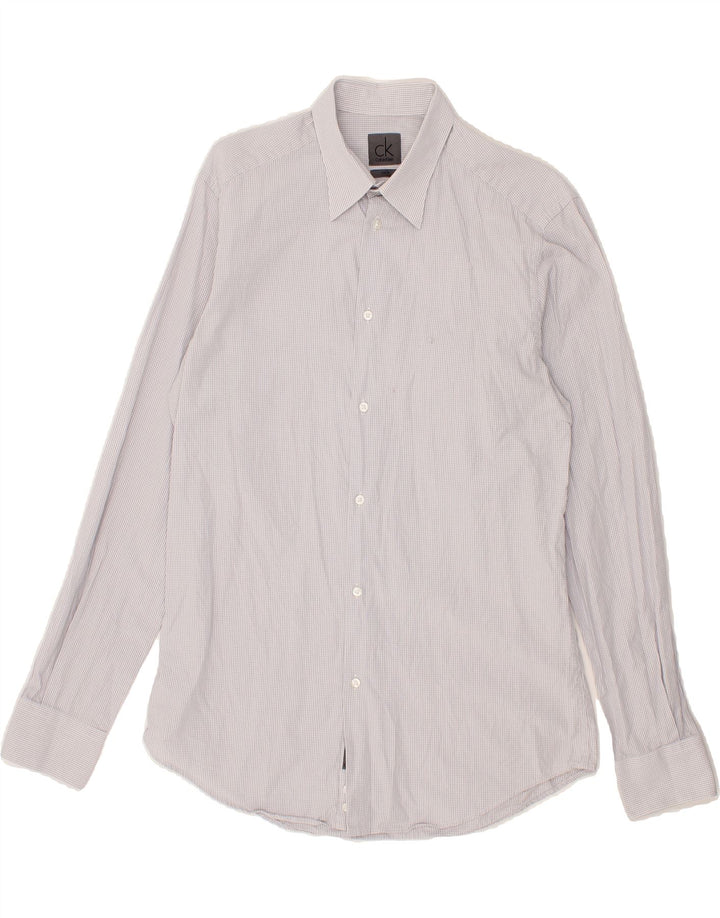 CALVIN KLEIN Mens Slim Fit Shirt Large Grey Check Vintage Calvin Klein and Second-Hand Calvin Klein from Messina Hembry 