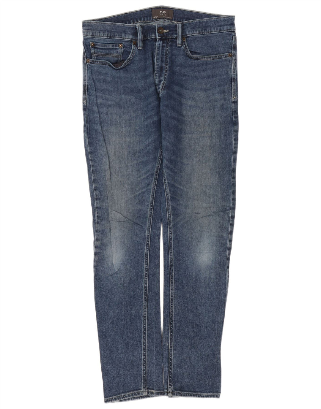 Мужские узкие джинсы Marks & Spencer W32 L31 синие, хлопок