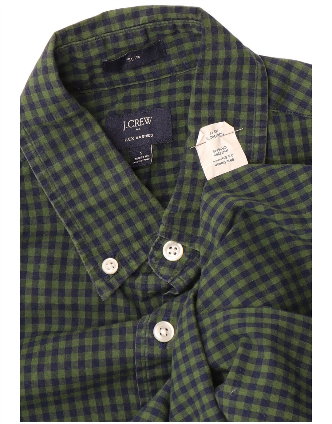 Мужская тонкая рубашка J. CREW, маленькая зеленая клетка, хлопок