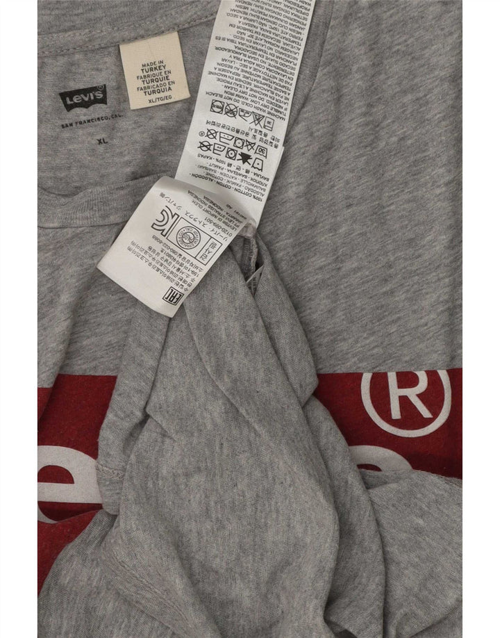 Мужская футболка с рисунком Levi's, топ XL, серый хлопок