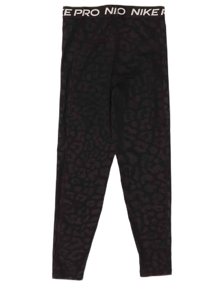 Женские леггинсы-капри Nike UK 8, маленькие черные полиэстер с животным принтом