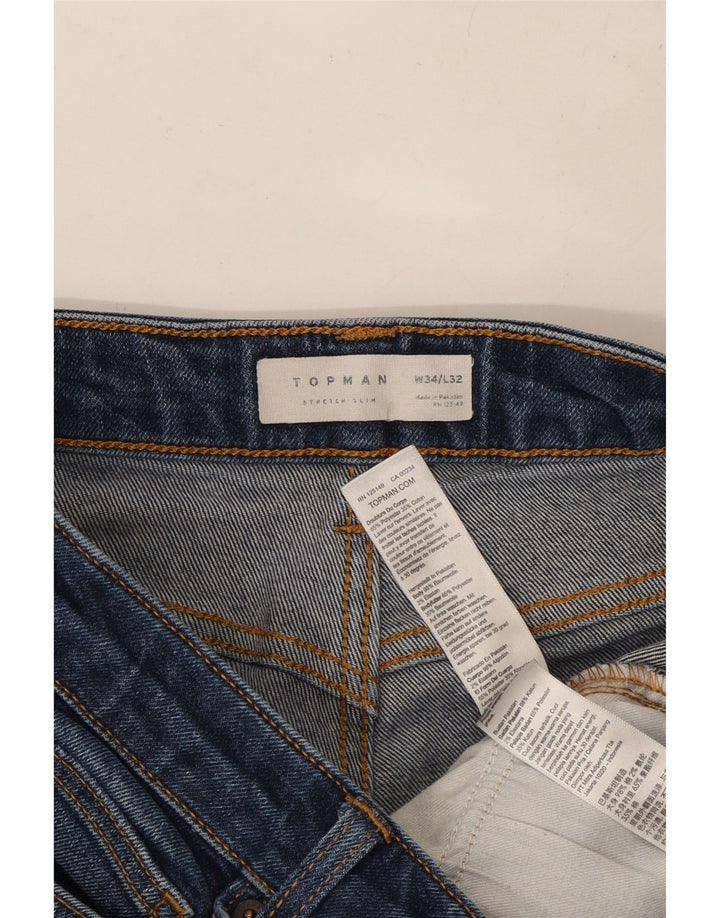 TOPSHOP Мужские узкие джинсы W34 L30 Синий хлопок