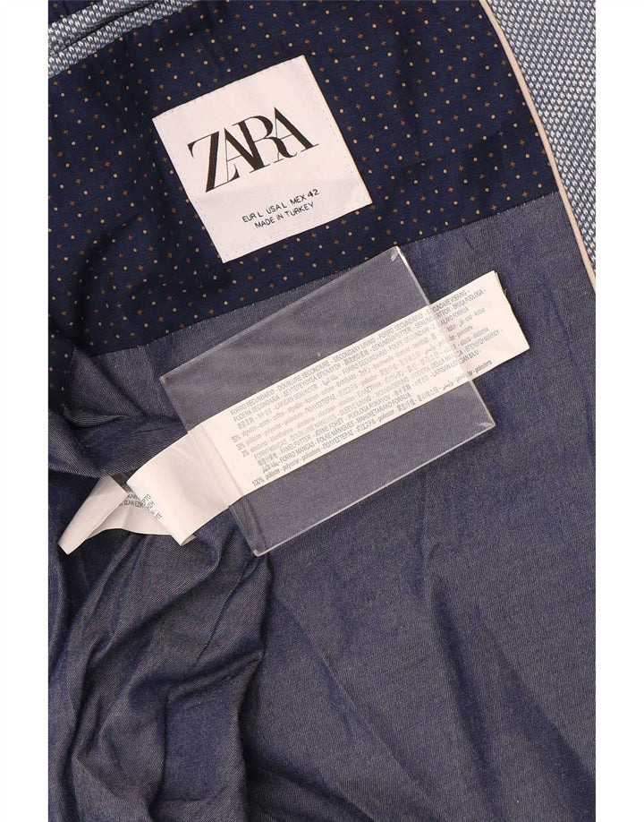 Мужской пиджак Zara на 2 пуговицах UK 40, большой синий хлопок