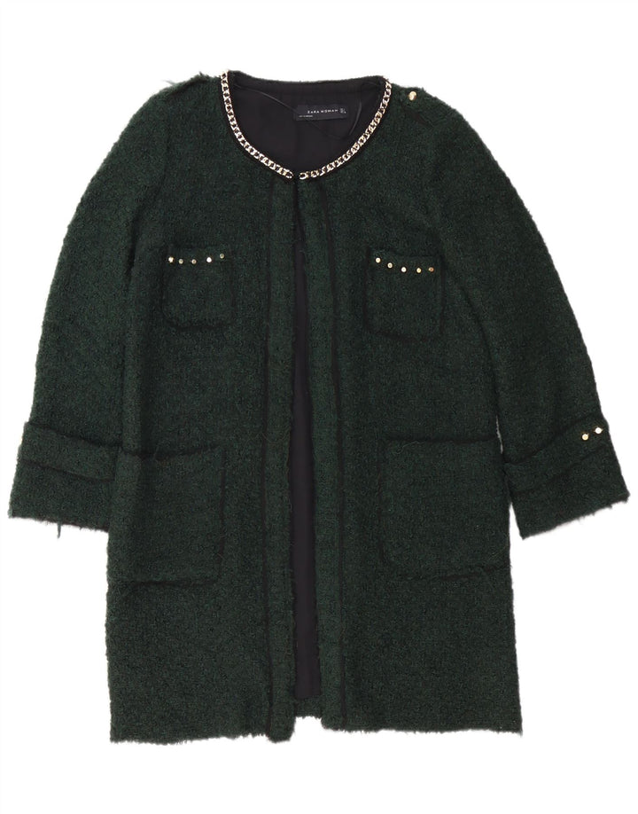 Женское пальто Zara UK 16, большое, зеленое, акрил
