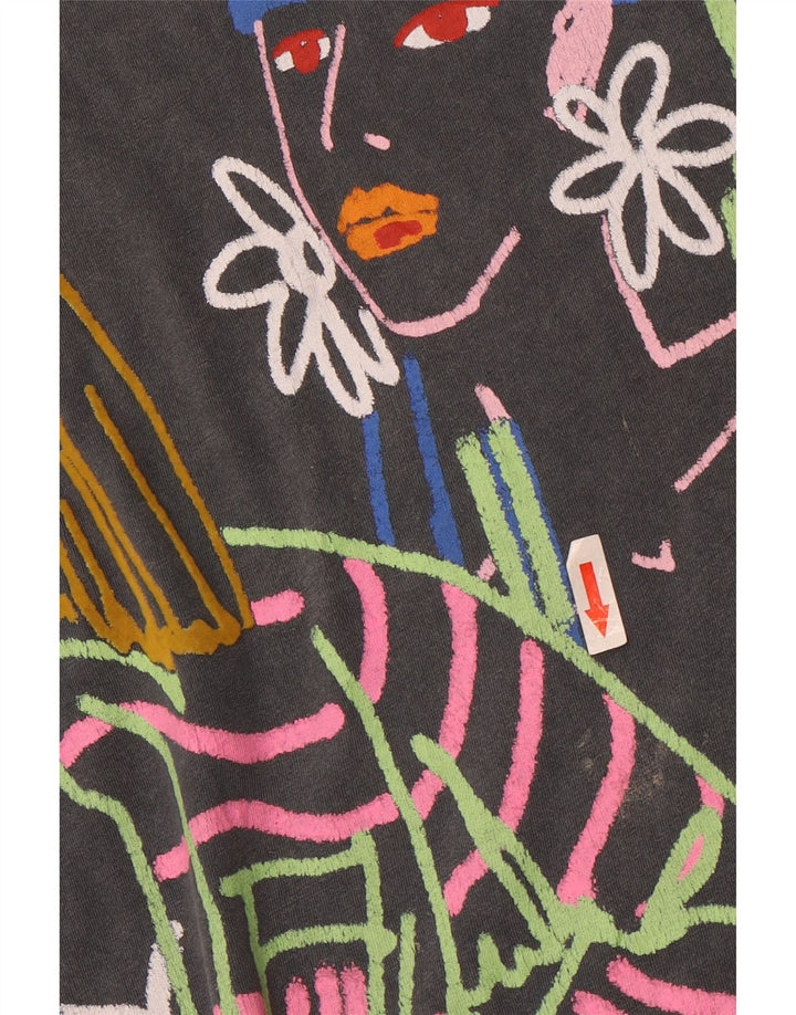 Женская футболка оверсайз с рисунком Zara Top UK 10, маленький серый хлопок