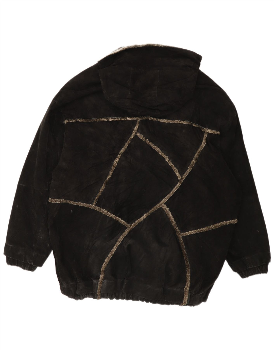 Мужская замшевая куртка с капюшоном GIORGIO MOBIANI UK 44 2XL, черная кожа