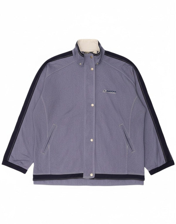 Женский спортивный костюм оверсайз Diadora, верхняя куртка UK 18 XL, синяя с цветными блоками