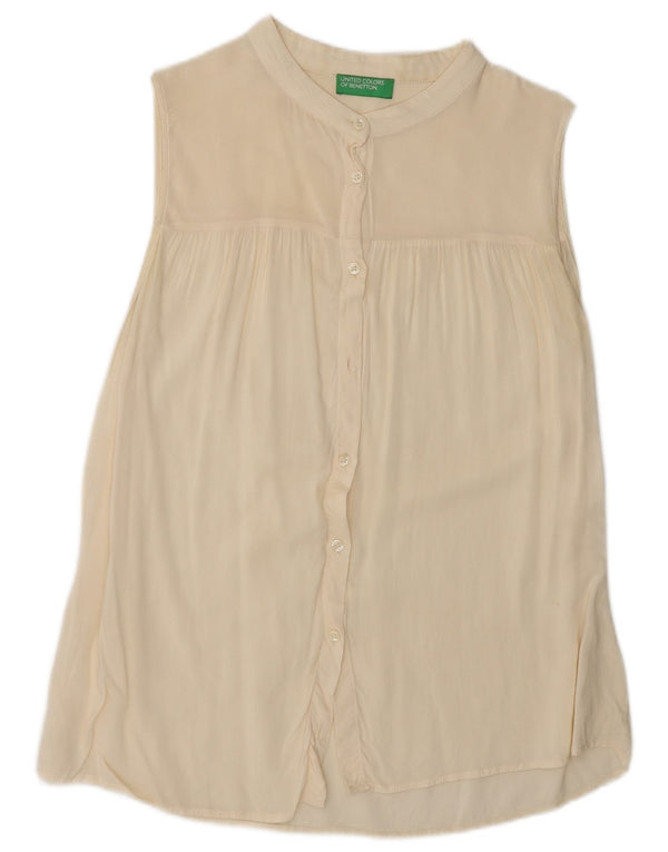 Женская блузка-рубашка без рукавов Benetton UK 12 Medium Off White