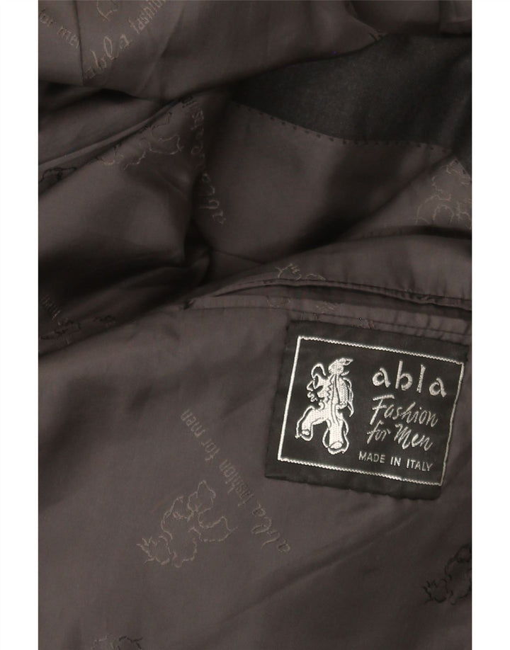 ABLA Mens Double Breasted Blazer Jacket UK 40 Large Grey Vintage Abla and Second-Hand Abla from Messina Hembry 
