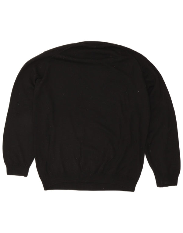 Мужской джемпер с круглым вырезом Marks & Spencer, большой черный шерстяной свитер