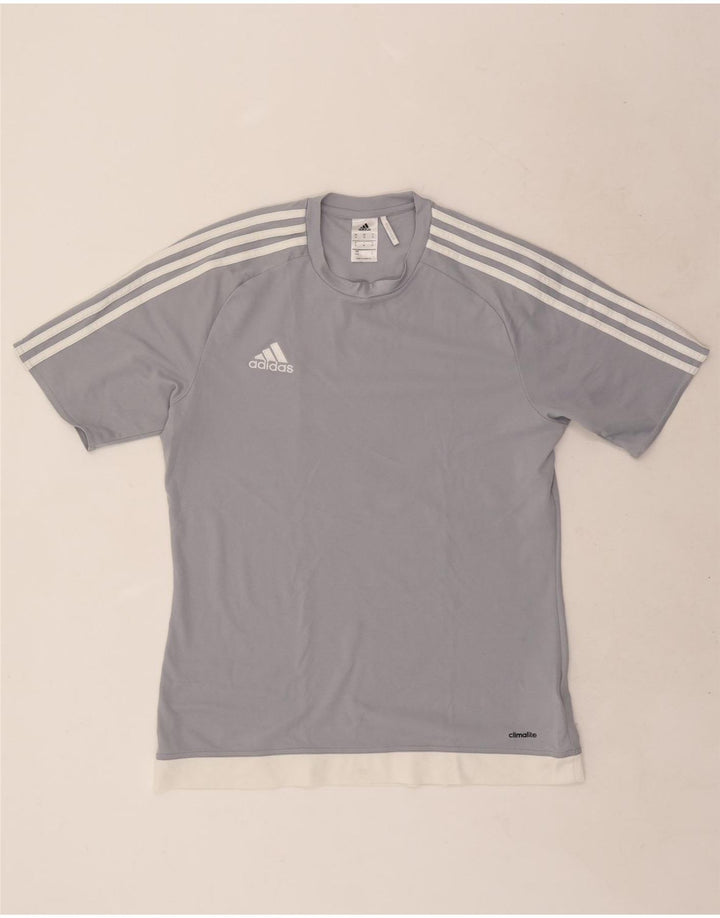 Adidas Мужская футболка Climalite Верх среднего серого цвета из полиэстера с цветными блоками