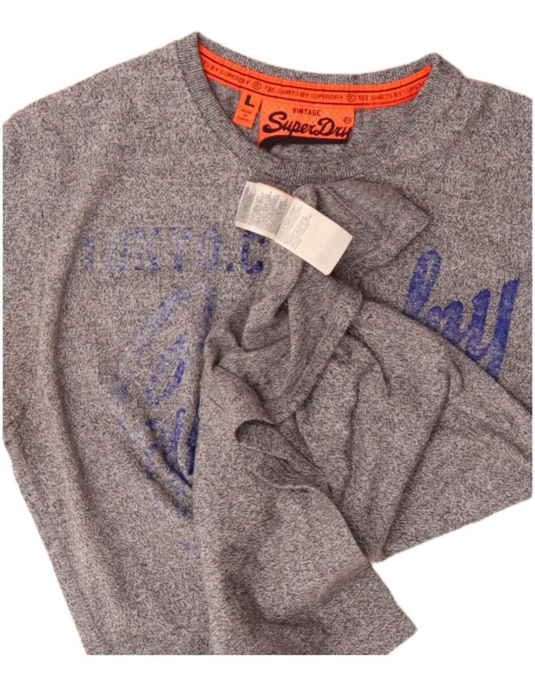 Мужская винтажная футболка с рисунком Superdry, большой серый хлопок с крапинками