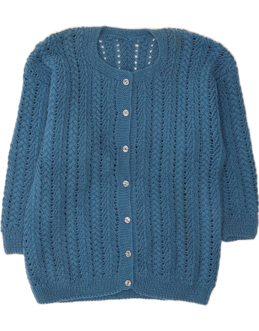 VINTAGE Womens Cardigan Sweater UK 14 Large Blue Vintage Vintage and Second-Hand Vintage from Messina Hembry 