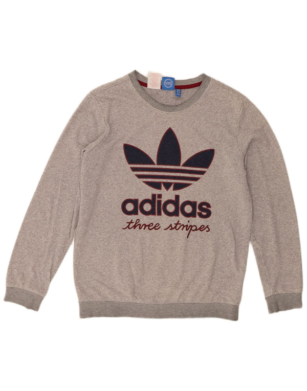 Adidas Свитшот с тремя полосками для мальчиков 13-14 лет, серый в крапинку