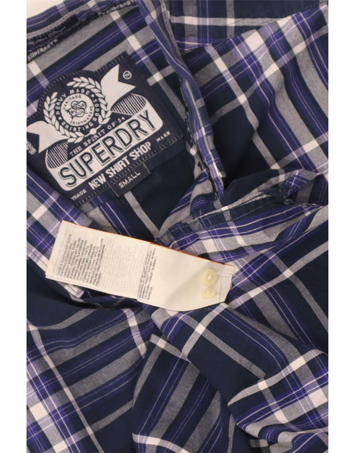Мужская рубашка Superdry, маленькая, темно-синяя, в клетку, хлопок