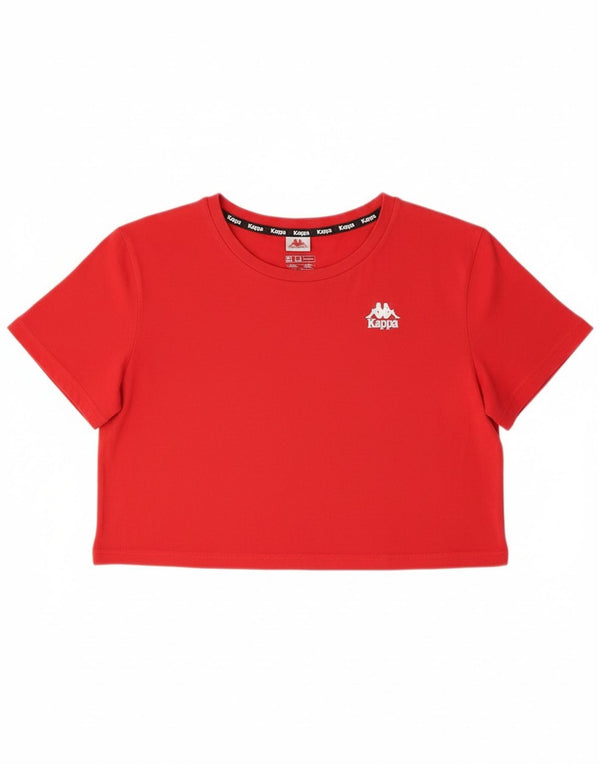 Kappa Womens Graphic Crop T-Shirt Top UK 14 Medium Red Sports