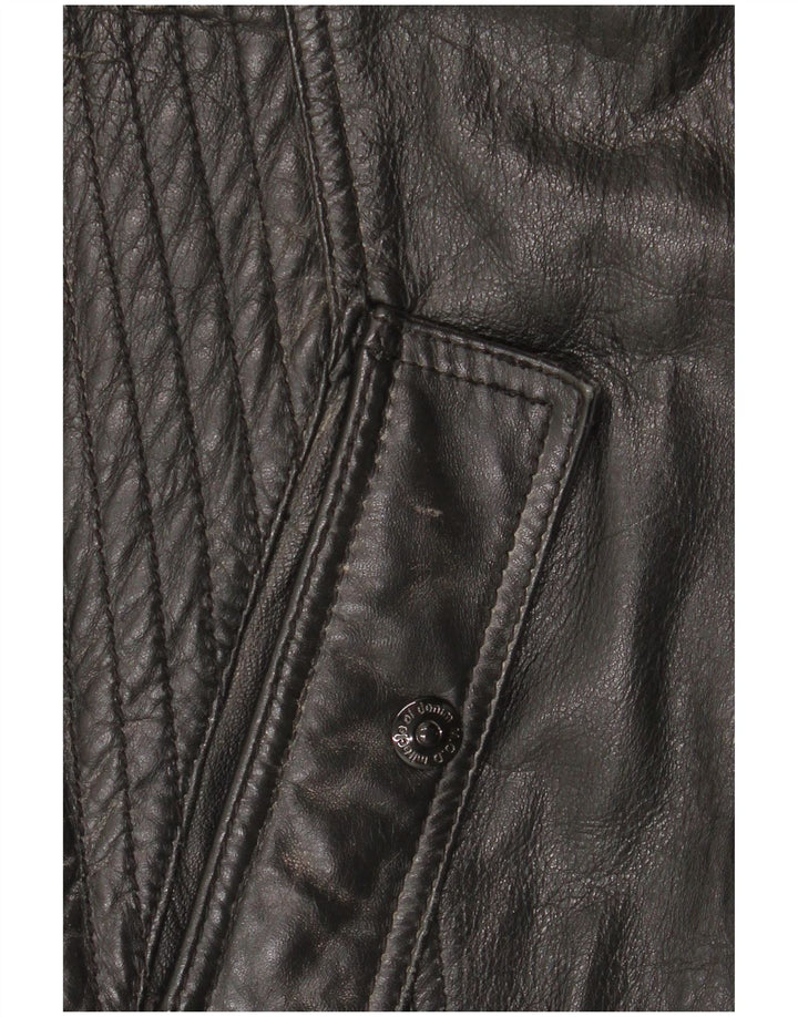 Винтажная мужская кожаная куртка UK 42 XL, черная кожа