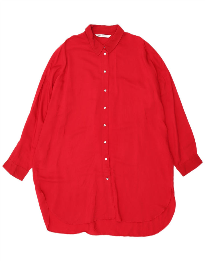 Женское платье-рубашка оверсайз Zara UK 18 XL, красное