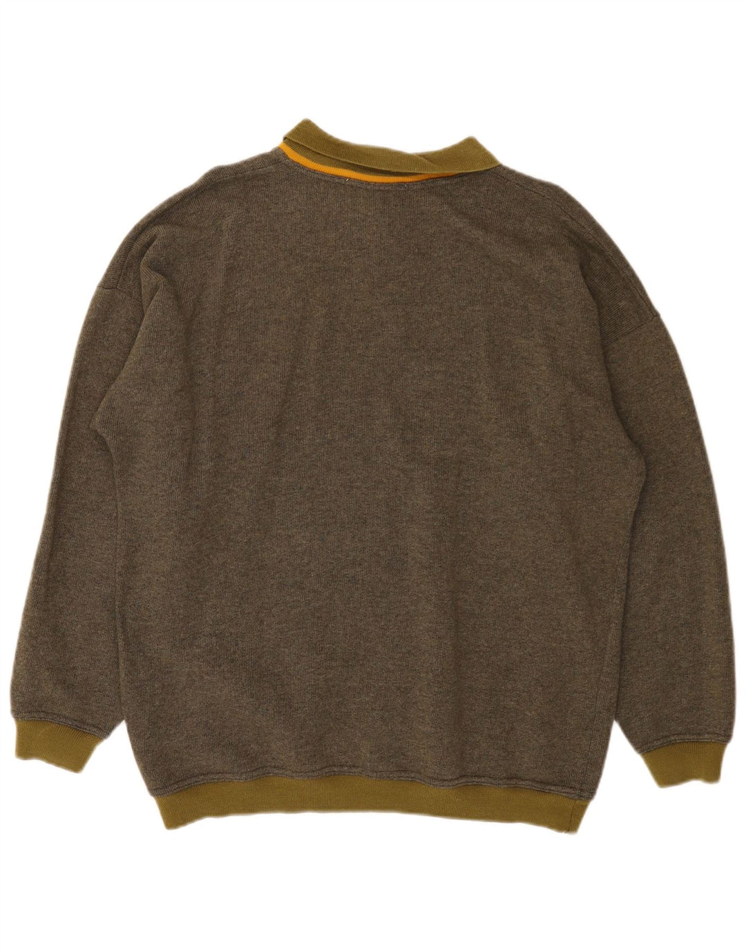 Винтажный мужской свитер с воротником поло, большой шерстяной полосатый свитер цвета хаки