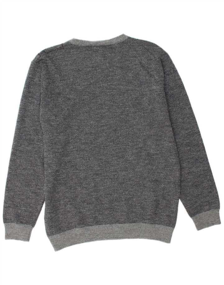 RODES Mens Crew Neck Jumper Sweater 2XL Grey Argyle/Diamond Wool