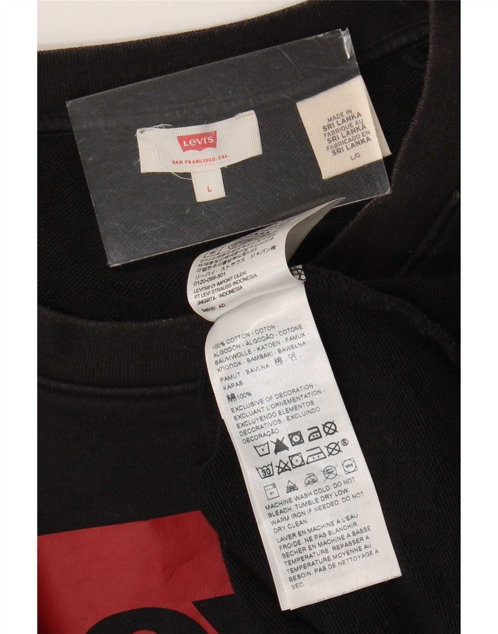 Женский джемпер с рисунком Levi's, британский размер 16, большой размер, черный хлопок