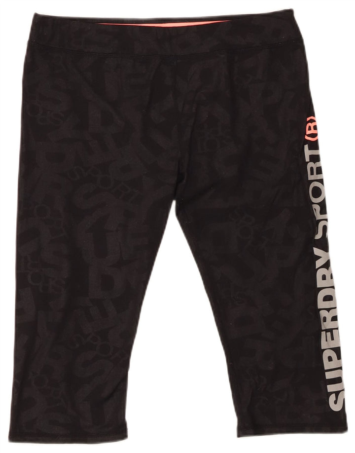 SUPERDRY Женские спортивные шорты с рисунком UK 14, большие черные полиэстер