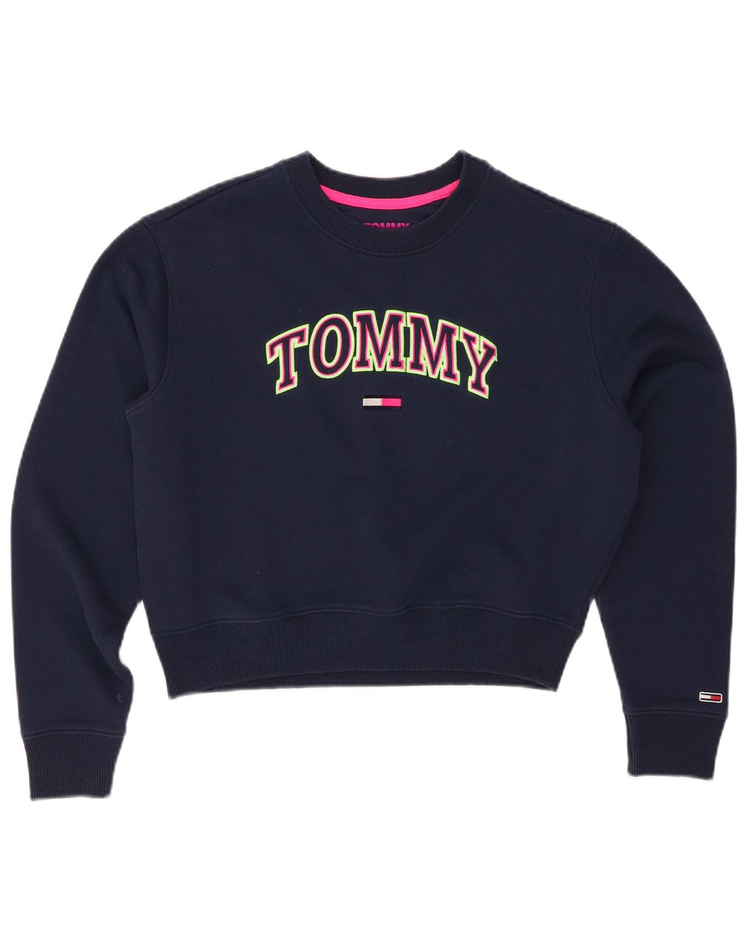 TOMMY HILFIGER Женский укороченный свитер UK 10, маленький темно-синий
