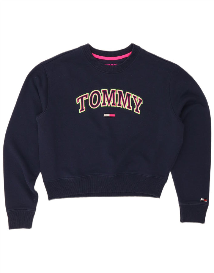 TOMMY HILFIGER Женский укороченный свитер UK 10, маленький темно-синий