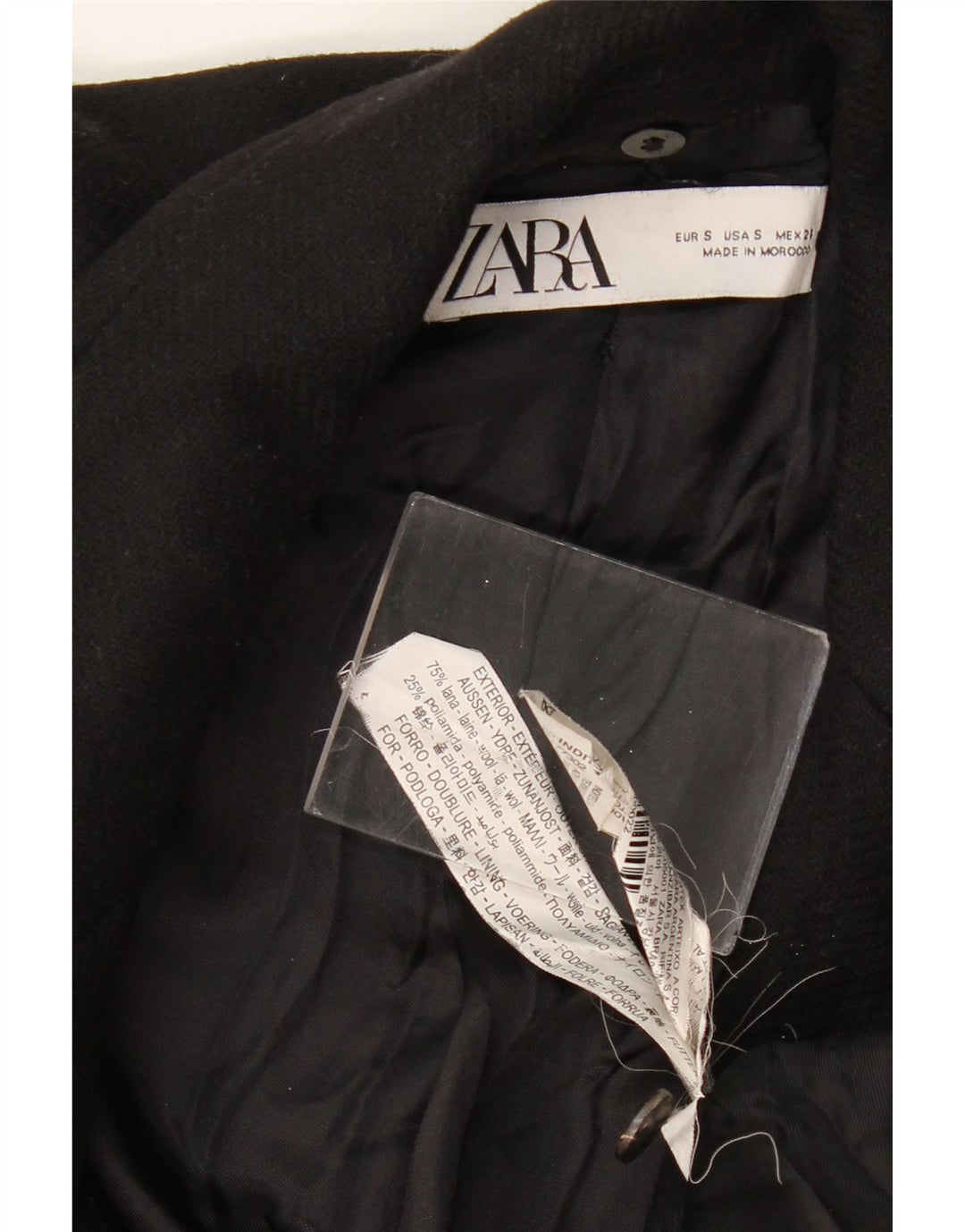 Женское пальто ZARA UK 10, маленькое черное, шерстяное