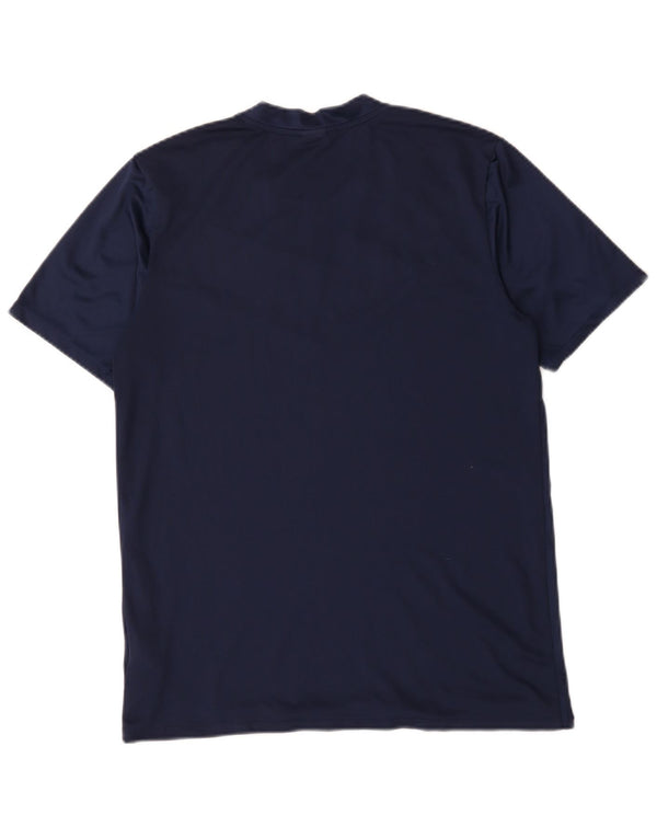 Nike Mens Dri Fit T-Shirt Top Medium Navy Blue Colourblock Polyester