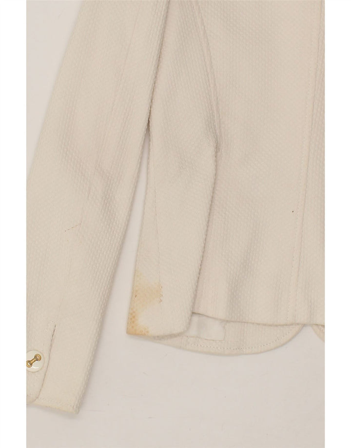 LUISA SPAGNOLI Womens 3 Button Blazer Jacket IT 40 Small Off White Cotton Vintage Luisa Spagnoli and Second-Hand Luisa Spagnoli from Messina Hembry 