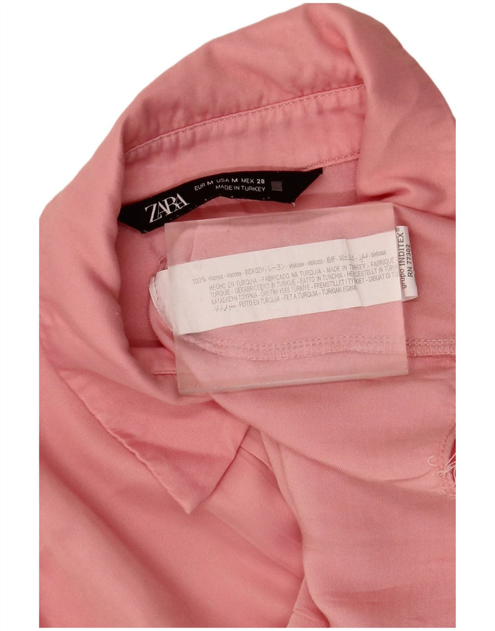 Женская укороченная блузка-рубашка с крыльями летучей мыши ZARA UK 14, средний розовый цвет из вискозы