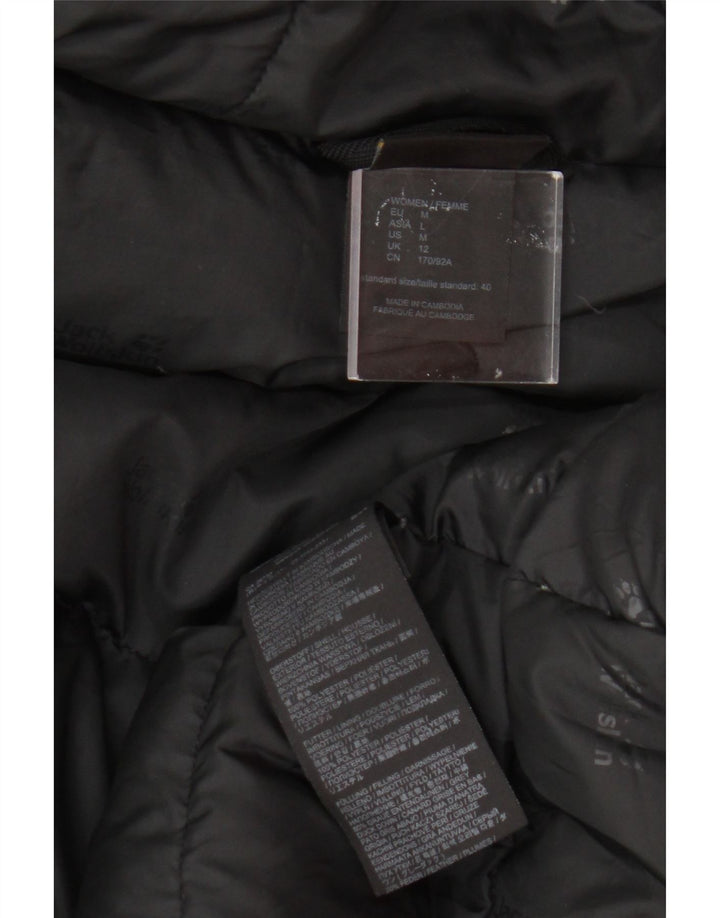 Женская стеганая куртка с капюшоном Jack Wolfskin UK 12, средний черный цвет с цветными блоками