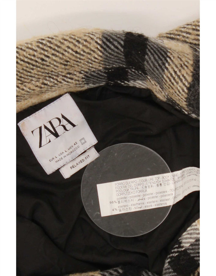 Мужская куртка Zara UK 40, большая бежевая клетка, полиэстер