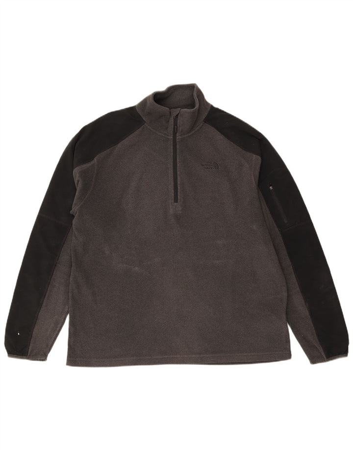 Мужской флисовый джемпер с воротником на молнии The North Face, большой серый полиэстер с цветными блоками