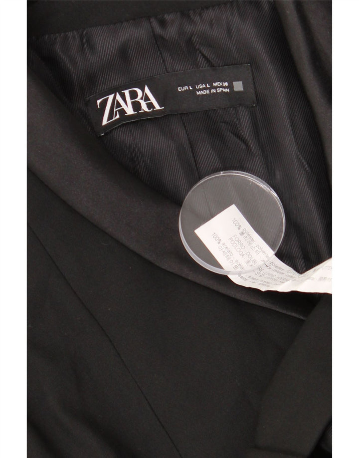 Женский пиджак Zara на 1 пуговице, Великобритания 16, большой черный, классический, из полиэстера