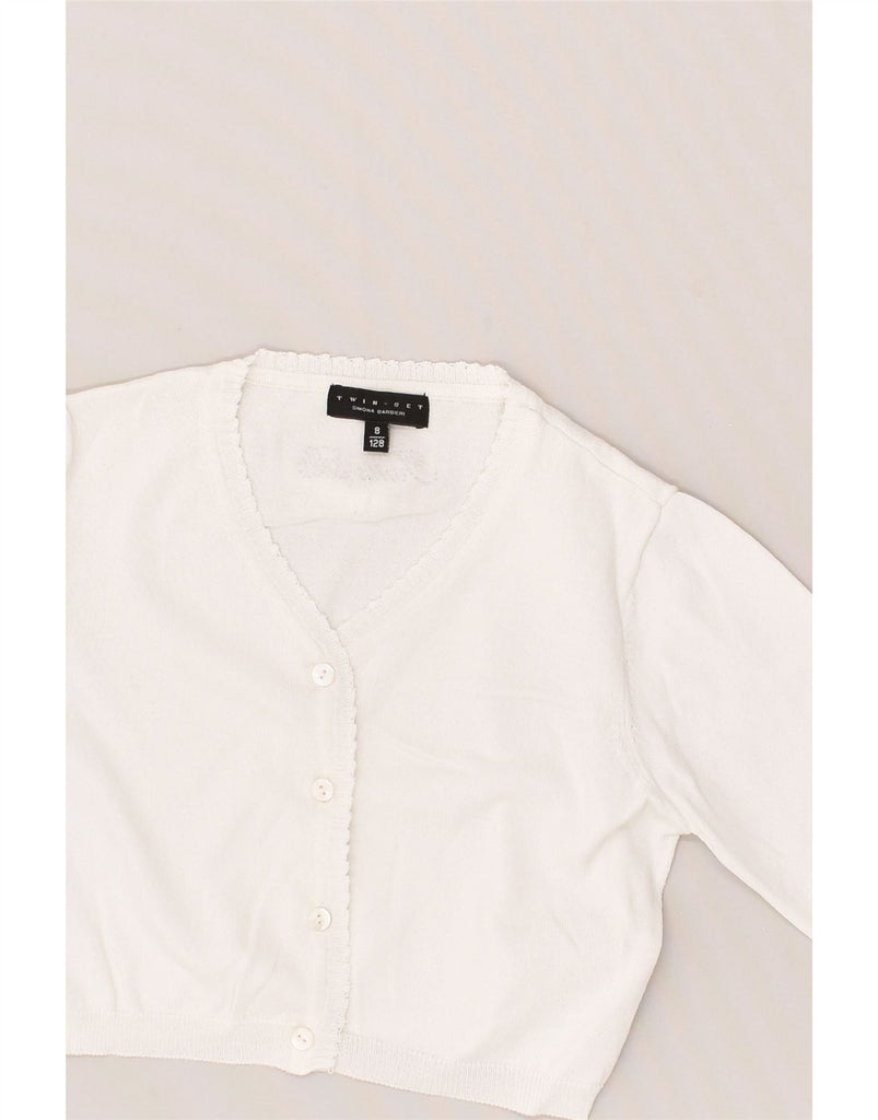 SIMONA BARBIERI Girls Twin-Set Crop Cardigan Sweater 7-8 Years White | Vintage Simona Barbieri | Thrift | Second-Hand Simona Barbieri | Used Clothing | Messina Hembry 